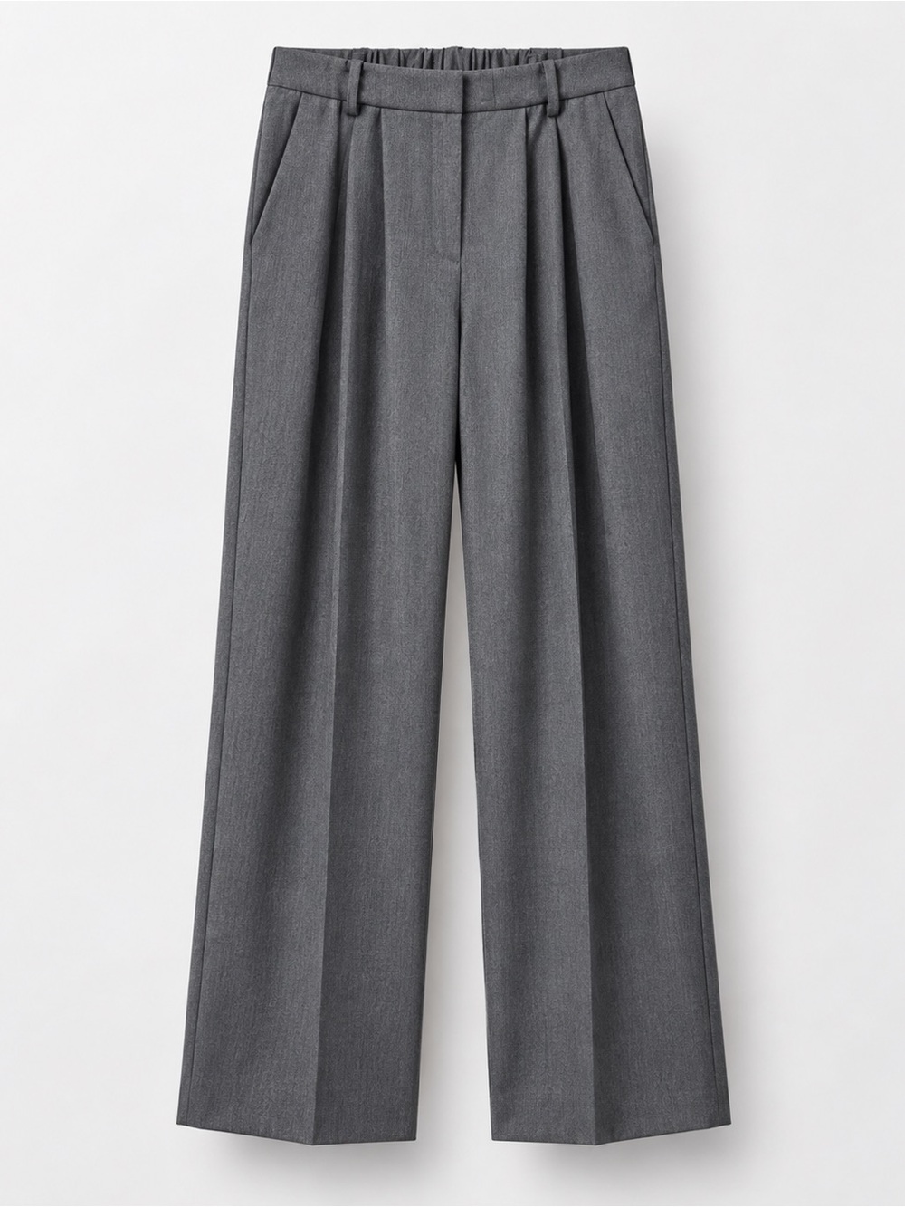 The Drop Nancy Heather Gray Pleated Wide Leg Trousers Size L NWT